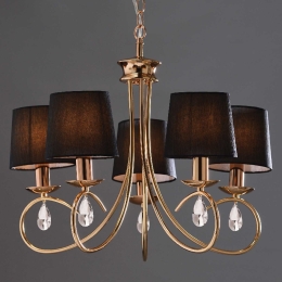 Φωτιστικό Οροφής Textile & Crystal TNK81490CG5P Black Μέταλλο,Ύφασμα