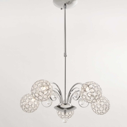 Φωτιστικό Οροφής Textile & Crystal AD20120085P Chrome Κρύσταλλο,Μέταλλο