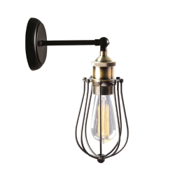 Φωτιστικό Τοίχου Vintage KS2047W1BK Black Μέταλλο