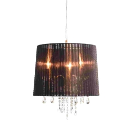 Φωτιστικό Οροφής Textile 1P400BK Black Κρύσταλλο,Μέταλλο