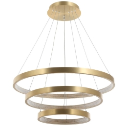 Φωτιστικό Οροφής Κύκλοι 2009 Led 3000K 112W Φ40+60+80cm Brushed Gold Matt Αλουμίνιο,Ακρυλικό