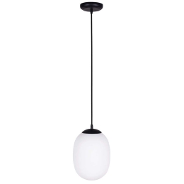 Φωτιστικό Οροφής 20268 1xE27 Max 20W Γυάλινο Οπάλ Black Matt Μέταλλο,Γυαλί
