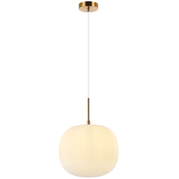 Φωτιστικό Οροφής 20124 1xE27 Max 40W Φ30cm Γυάλινο Οπάλ Gold Matt Μέταλλο,Γυαλί