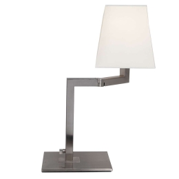 Φωτιστικό Επιτραπέζιο H06-WH 1xE27 40x52cm Chrome Matt - Light Beige Shade Μέταλλο,Ύφασμα