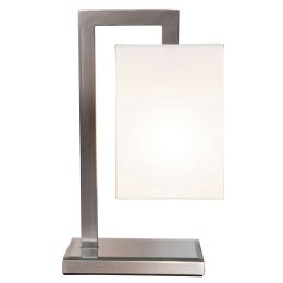 Φωτιστικό Επιτραπέζιο H11-WH 1xE27 14x33cm Chrome Matt - Light Beige Shade Μέταλλο,Ύφασμα
