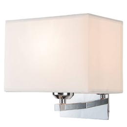 Φωτιστικό Τοίχου - Απλίκα H15-W Ε27 13,5x20x14,5cm Chrome - Light Beige Shade Μέταλλο,Ύφασμα
