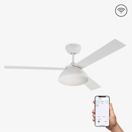 Ανεμιστήρας Οροφής Rodas 33522WP Smart Fan Με Φως Led 20W 3000K Τηλεχειριστήριο Και Έλικες Διπλής Όψης D132cm White Faro Barcelona