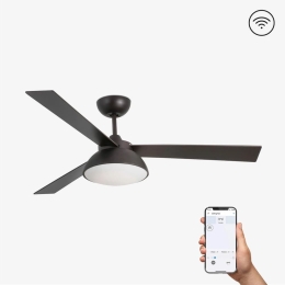 Ανεμιστήρας Οροφής Rodas 33523WP Smart Fan Με Φως Led 20W 3000K Τηλεχειριστήριο Και Έλικες Διπλής Όψης D132cm Dark Brown Faro Barcelona