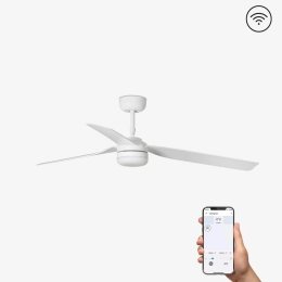 Ανεμιστήρας Οροφής Punt 33814WP-20 Smart Fan Με Φως Led 35W 1300Lm Και Τηλεχειριστήριο D132cm White Faro Barcelona