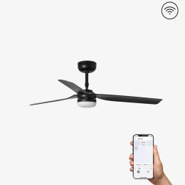 Ανεμιστήρας Οροφής Punt 33815WP-21 Smart Fan Με Φως Led 35W 1300Lm Και Τηλεχειριστήριο D132cm Black Faro Barcelona