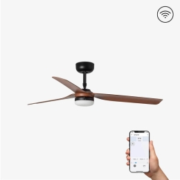 Ανεμιστήρας Οροφής Punt 33817WP-21 Smart Fan Με Φως Led 35W 1300Lm Και Τηλεχειριστήριο D132cm Black-Natural Faro Barcelona