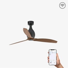 Ανεμιστήρας Οροφής Mini Eterfan 32028WP Smart Fan Με Τηλεχειριστήριο D128cm Matt Black-Walnut Faro Barcelona