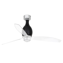 Ανεμιστήρας Οροφής Mini Eterfan 32026-10 Με Φως Led 16W 3000K Και Τηλεχειριστήριο D128cm Shiny Black-Transparent Faro Barcelona