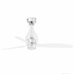 Ανεμιστήρας Οροφής Mini Eterfan 33382-9 Με Φως Led 16W 3000K Και Τηλεχειριστήριο D128cm Shiny Chrome Faro Barcelona
