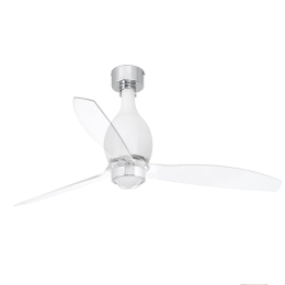 Ανεμιστήρας Οροφής Mini Eterfan 32025-9 Με Φως Led 16W 3000K Και Τηλεχειριστήριο D128cm Matt White-Transparent Faro Barcelona