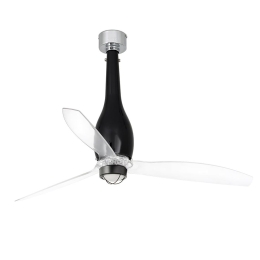 Ανεμιστήρας Οροφής Eterfan 32002 Με Φως Led 16W 3000K Με Τηλεχειριστήριο D128cm Shiny Black-Transparent Faro Barcelona