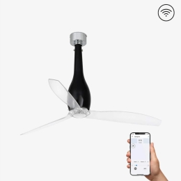 Ανεμιστήρας Οροφής Eterfan 32002WP Smart Fan Με Τηλεχειριστήριο D128cm Shiny Black-Transparent Faro Barcelona