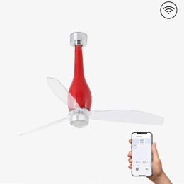 Ανεμιστήρας Οροφής Eterfan 32005WP-9 Smart Fan Με Φως Led 16W 3000K Με Τηλεχειριστήριο D128cm Shiny Red-Transparent Faro Barcelona