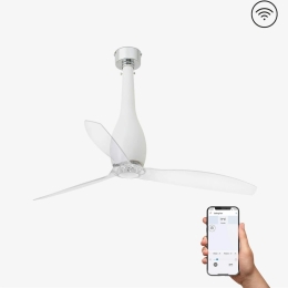 Ανεμιστήρας Οροφής Eterfan 32001WP Smart Fan Με Τηλεχειριστήριο D128cm Matt White-Transparent Faro Barcelona