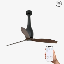 Ανεμιστήρας Οροφής Eterfan 32004WP Smart Fan Με Τηλεχειριστήριο D128cm Matt Black-Walnut Faro Barcelona