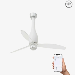 Ανεμιστήρας Οροφής Eterfan 32001WP-9 Smart Fan Με Φως Led 16W 3000K Και Τηλεχειριστήριο D128cm Matt White-Transparent Faro Barcelona