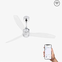 Ανεμιστήρας Οροφής Justfan 33394WP-9 Smart Fan Με Φως Led 16W 3000K Και Τηλεχειριστήριο D128cm Chrome Faro Barcelona