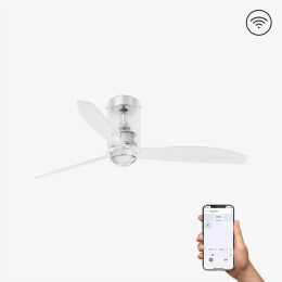 Ανεμιστήρας Οροφής Mini Tube 33393WP-9 Smart Fan Με Φως Led 16W 3000K Και Τηλεχειριστήριο D128cm Chrome Faro Barcelona