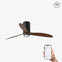 Ανεμιστήρας Οροφής Mini Tube 32042WP-10 Smart Fan Με Φως Led 16W 3000K Και Τηλεχειριστήριο D128cm Matt Black - Walnut Faro Barcelona