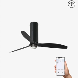Ανεμιστήρας Οροφής Tube 32060WP-10 Smart Fan Με Φως Led 16W 3000K Και Τηλεχειριστήριοο D128cm Matt Black Faro Barcelona