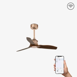 Ανεμιστήρας Οροφής Justfan XS 33423WP Smart Fan Με Τηλεχειριστήριο D81cm Copper - Walnut Faro Barcelona