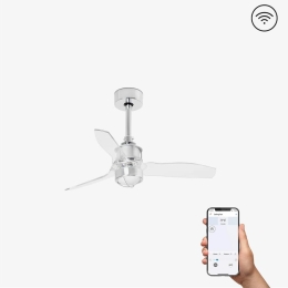 Ανεμιστήρας Οροφής Justfan XS 33426WP-9 Smart Fan Με Φως Led 16W 3000K Και Τηλεχειριστήριο D81cm Chrome - Clear Faro Barcelona