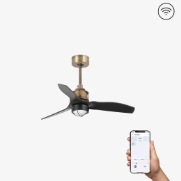 Ανεμιστήρας Οροφής Justfan XS 33429WP-10 Smart Fan Με Φως Led 16W 3000K Και Τηλεχειριστήριο D81cm Old Gold - Black Faro Barcelona