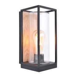 Φωτιστικό Τοίχου - Απλίκα Flair 5288814012 IP44 E27 26x13,9x12cm Matt Black - Natural Lutec