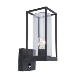 Φωτιστικό Τοίχου - Απλίκα Flair 5288802012 IP44 E27 Με Αισθητήρα Κίνησης 31,3x17,2x12cm Matt Black Lutec