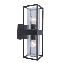 Φωτιστικό Τοίχου - Απλίκα Flair 5288804012 IP44 2xE27 39,3x17,2x12cm Matt Black Lutec
