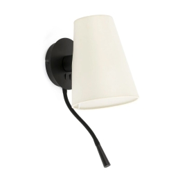 Φωτιστικό Τοίχου - Απλίκα Lupe 20032-88 E27/Led 3000K, 100Lm Black-Beige Faro Barcelona