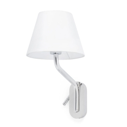 Φωτιστικό Τοίχου - Απλίκα Eterna 24006-10 E27 15W Με Δεξιό Reader Led 2700K 90Lm Chrome - White Faro Barcelona