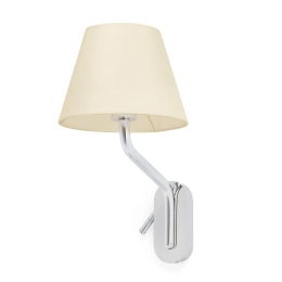 Φωτιστικό Τοίχου - Απλίκα Eterna 24006-11 E27 15W Με Δεξιό Reader Led 2700K 90Lm Chrome - Beige Faro Barcelona