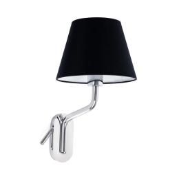 Φωτιστικό Τοίχου - Απλίκα Eterna 24006-12 E27 15W Με Δεξιό Reader Led 2700K 90Lm Chrome - Black Faro Barcelona