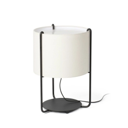 Επιτραπέζιο Φωτιστικό Drum 24020-31 E27 15W Black - Beige Faro Barcelona Αλουμίνιο,Textilene