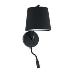 Φωτιστικό Τοίχου - Απλίκα Berni 29330 E27 15W Με Reader Led 3000K 200Lm Black Faro Barcelona