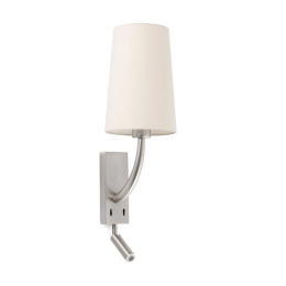 Φωτιστικό Τοίχου - Απλίκα Rem 29682-20 E27 max 15W Mε Reader 3000K, 120Lm Matt Nickel-Beige Faro Barcelona