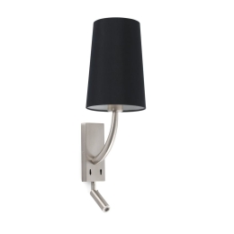 Φωτιστικό Τοίχου - Απλίκα Rem 29682-21 E27 max 15W Mε Reader 3000K, 120Lm Matt Nickel-Black Faro Barcelona