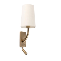 Φωτιστικό Τοίχου - Απλίκα Rem 29683-20 E27 max 15W Mε Reader 3000K, 120Lm Old Gold-Beige Faro Barcelona