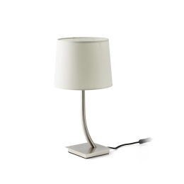 Επιτραπέζιο Φωτιστικό - Πορτατίφ Rem 29684-04 E27 max 15W Nickel - White Faro Barcelona Αλουμίνιο,Textilene