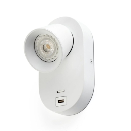 Φωτιστικό Τοίχου Corb GU10 Με Θύρα USB White Faro Barcelona