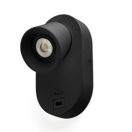 Φωτιστικό Τοίχου Corb GU10 Με Θύρα USB Black Faro Barcelona