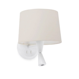 Φωτιστικό Τοίχου - Απλίκα Conga 64308-02 E27 Mε Reader 3W 3000K 280Lm White - Beige Faro Barcelona