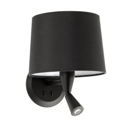 Φωτιστικό Τοίχου - Απλίκα Conga 64309-03 E27 Mε Reader 3W 3000K 280Lm Black Faro Barcelona