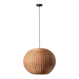 Φωτιστικό Οροφής Κρεμαστό Haka 65134-75 E27 max 15W ø53x40 Black-Rattan Faro Barcelona